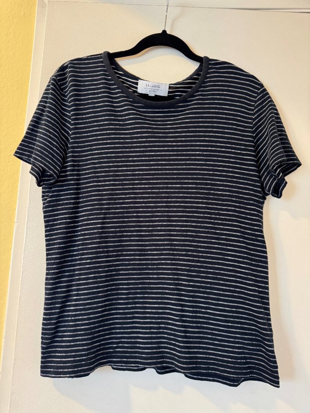 La Ligne Navy White Stripe Cotton T-Shirt Size L Made in Portugal